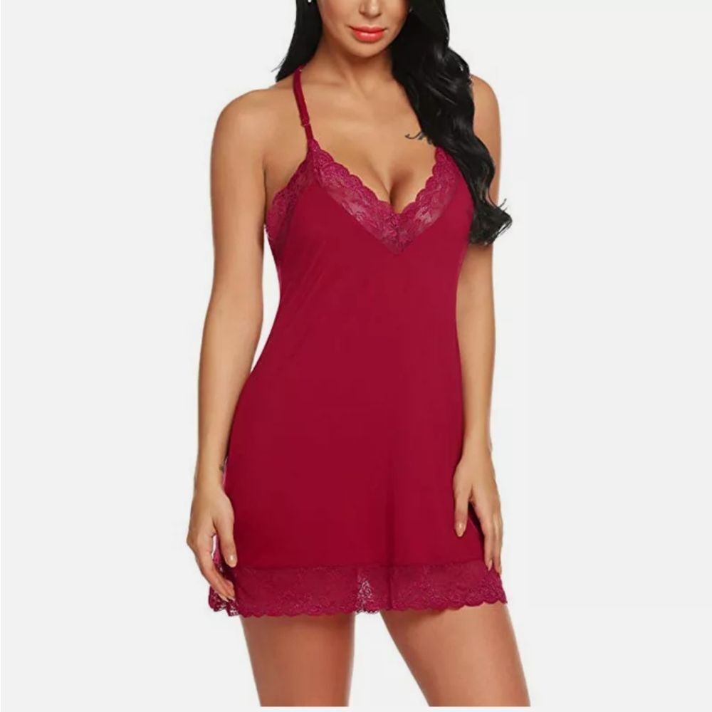 Sexy Women Chemise Lingerie Lace Cotton Trim Babyd